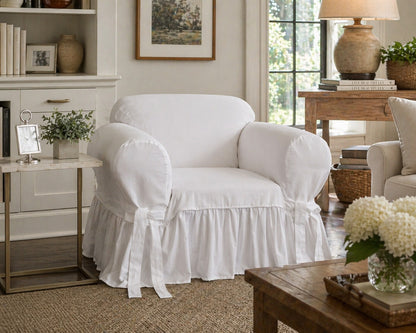Ruffled One-Piece Sofa Slipcover