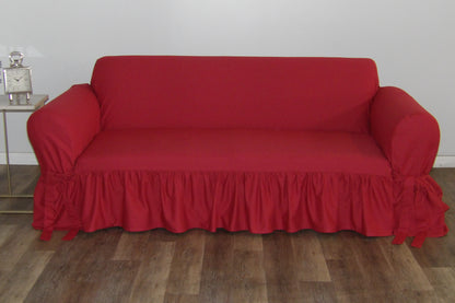 Ruffled One-Piece Sofa Slipcover