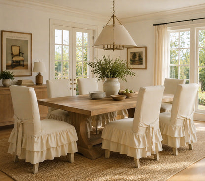 Short Two-Tier Ruffle Dining Chair Cover