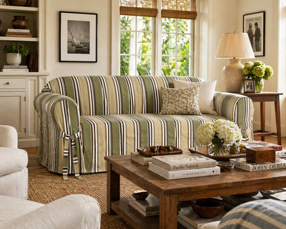 Classic Stripe One-Piece Sofa Slipcover