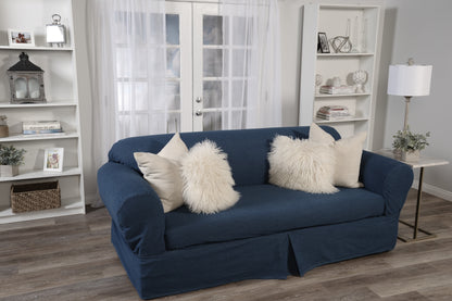 Washed Denim Two-Piece Sofa Slipcover