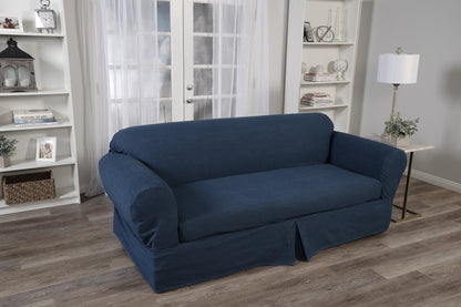 Washed Denim Two-Piece Sofa Slipcover