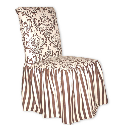 Damask and Stripe Dining Chair Cover
