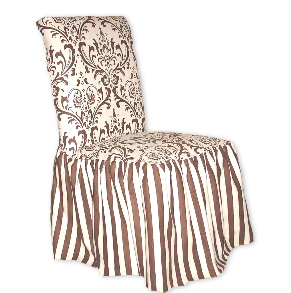 Damask and Stripe Dining Chair Cover