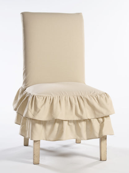 Short Two-Tier Ruffle Dining Chair Cover