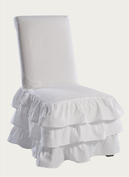 Long Three-Tier Ruffle Dining Chair Cover
