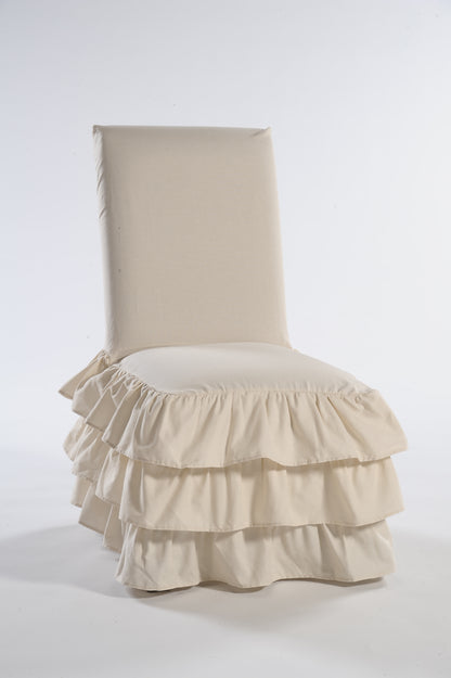 Long Three-Tier Ruffle Dining Chair Cover