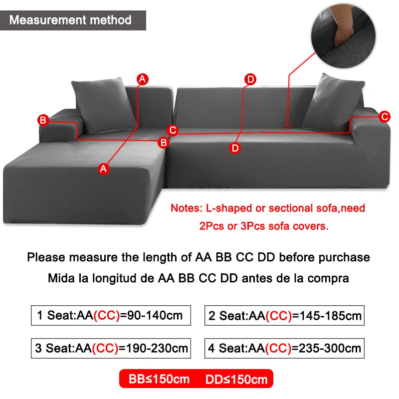 Plush Velvet Sectional Sofa Cover - 2-Seater 145-185cm