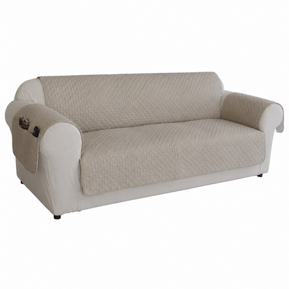 Quilted Couch Pet Protector with Pockets
