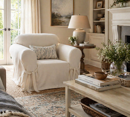 Cotton Duck One-Piece Furniture Slipcover