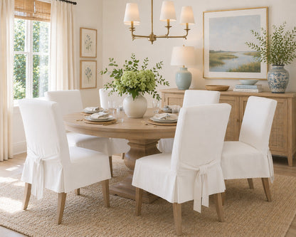 Short Cotton Duck Skirt Dining Chair Cover