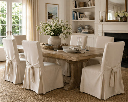 Cotton Duck Long Skirt Dining Chair Cover