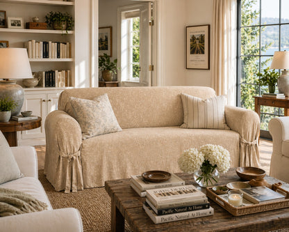 Textured Matelasse Natural One-Piece Slipcover