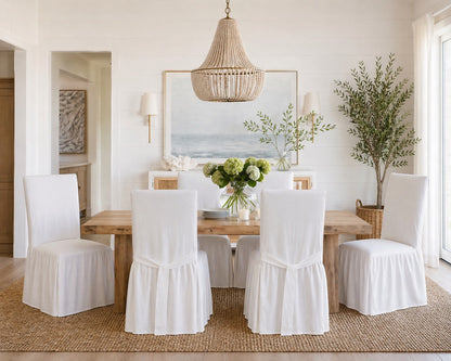 Washed Cotton Ruffled Dining Chair Cover