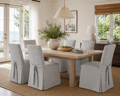 Long Ticking Stripe Dining Chair Cover