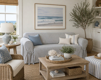 Fine Ticking Stripe One-Piece Slipcover