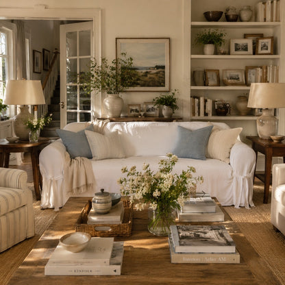 Classic Twill One-Piece Sofa Slipcover